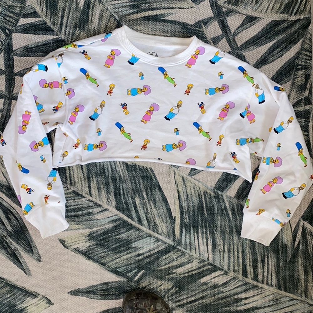 Simpsons Cropped Sweat Shirt Crew Neck